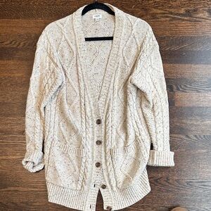 J.CREW Cream Cable Knit Cardigan
